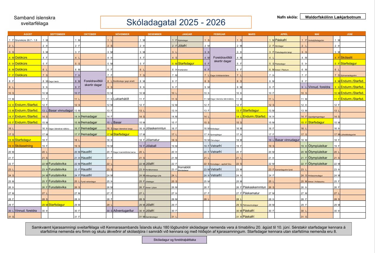 skóladagatal 2025-2026
